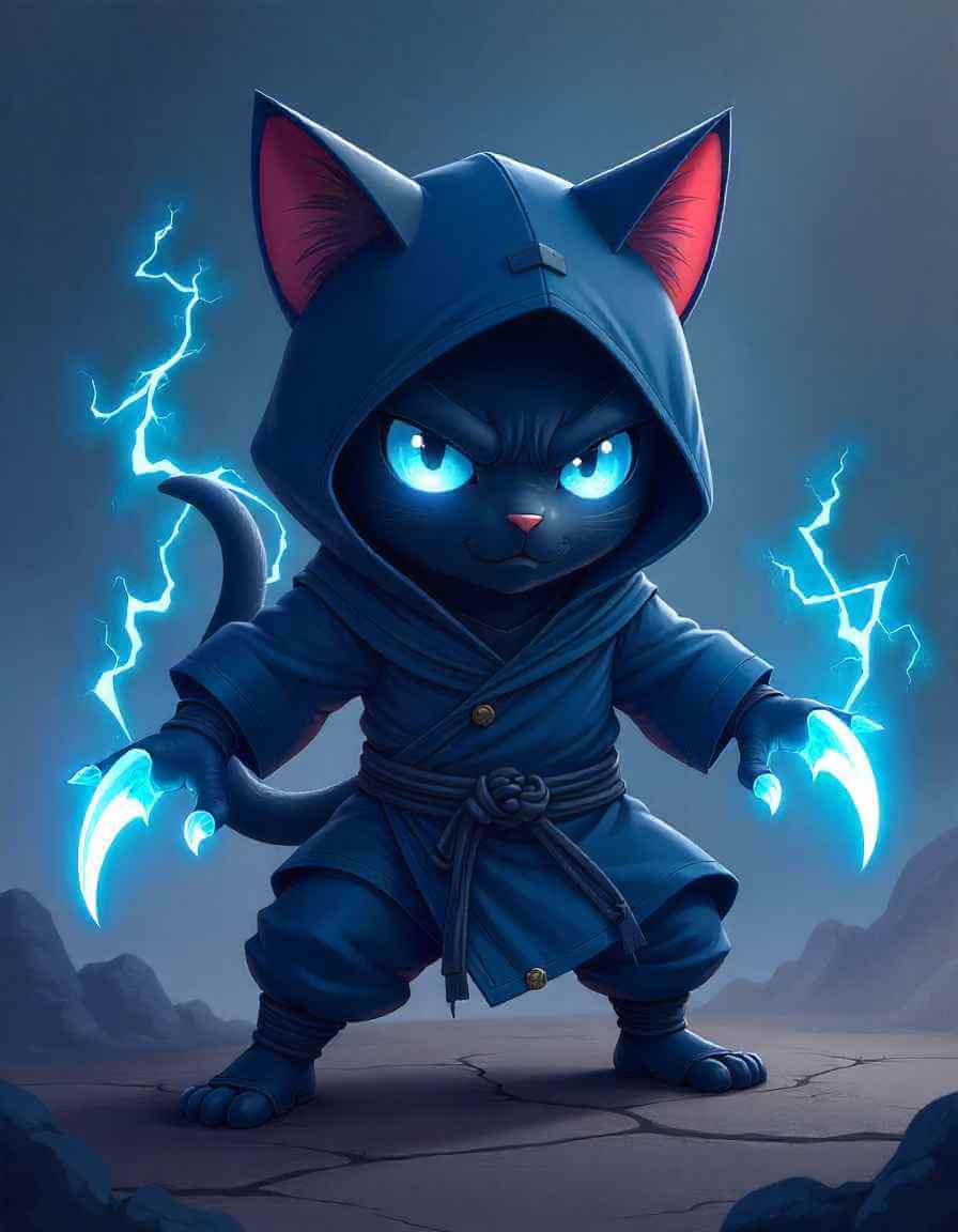 Cat ninja fighter character