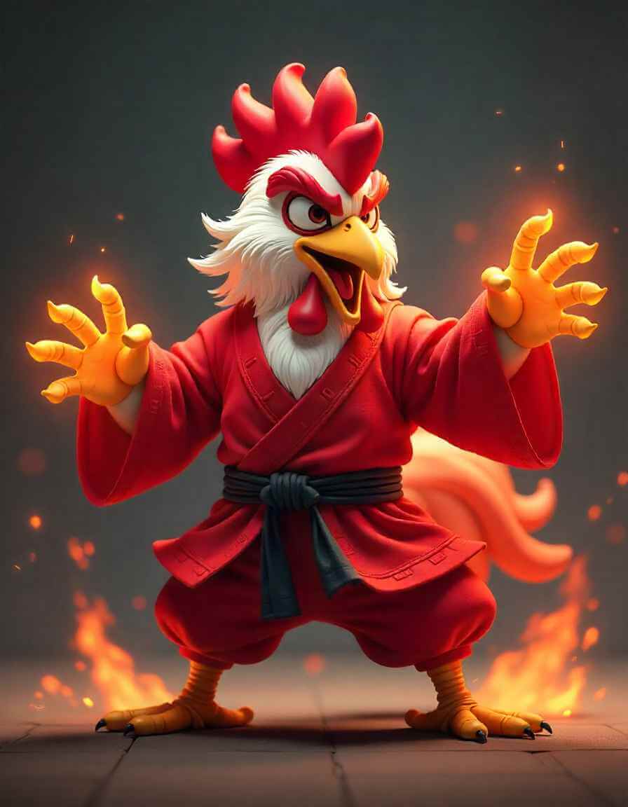 Rooster character in fighting pose